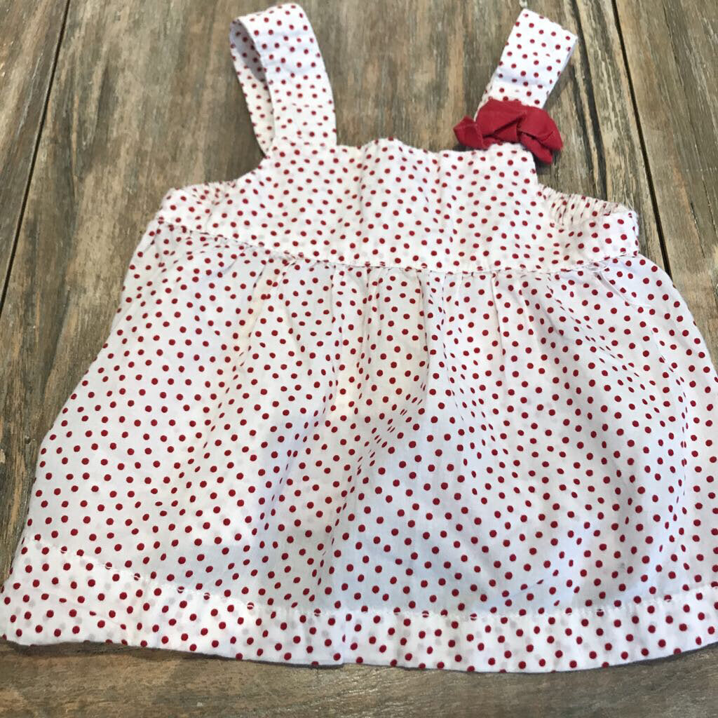 HM Cotton White red/dots straps Dresses 6-9m