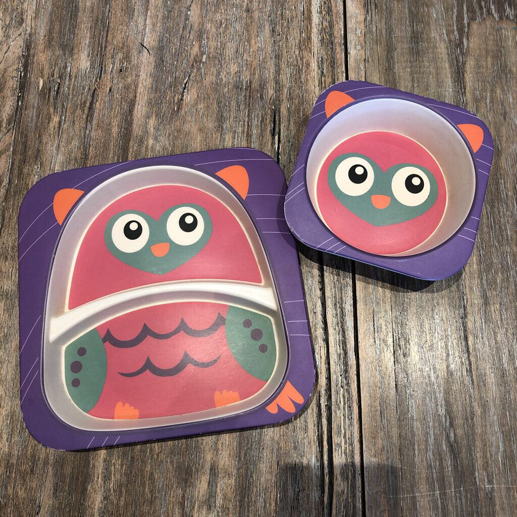 Toddler owl plate/bowl set