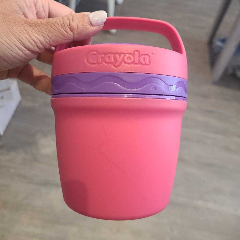 Crayola pink/purple new thermos with spoon