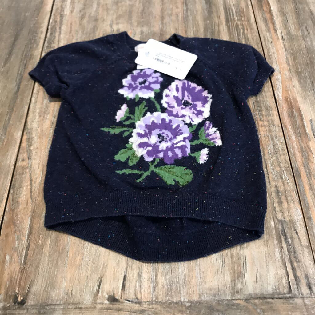 Joe Fresh Blue flowers SS Sweater 2T
