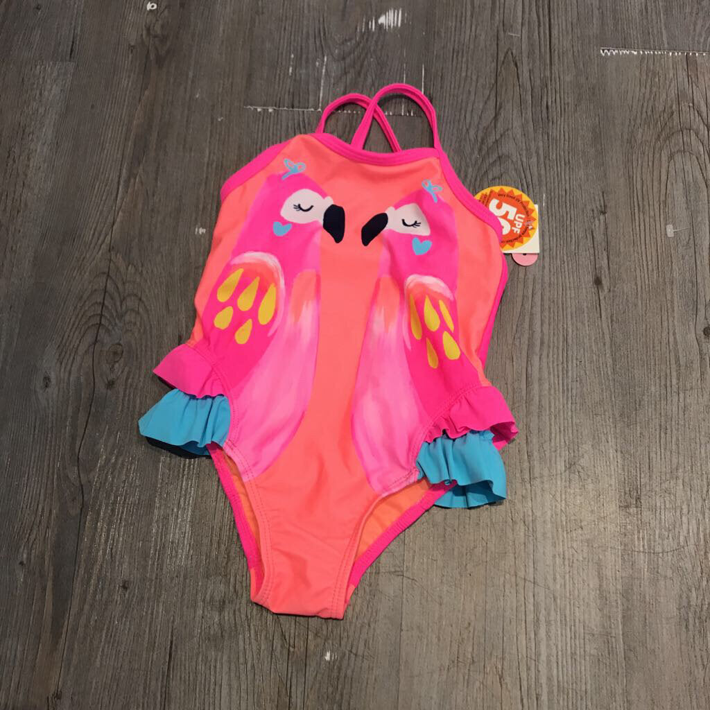 George Nylonblnd Peach pink parrots NWT Swimsuit 3T