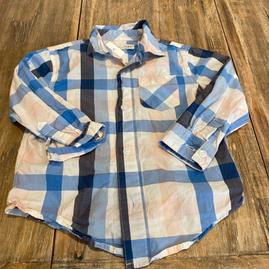 Hope and henry blue,gry,white button down 4t