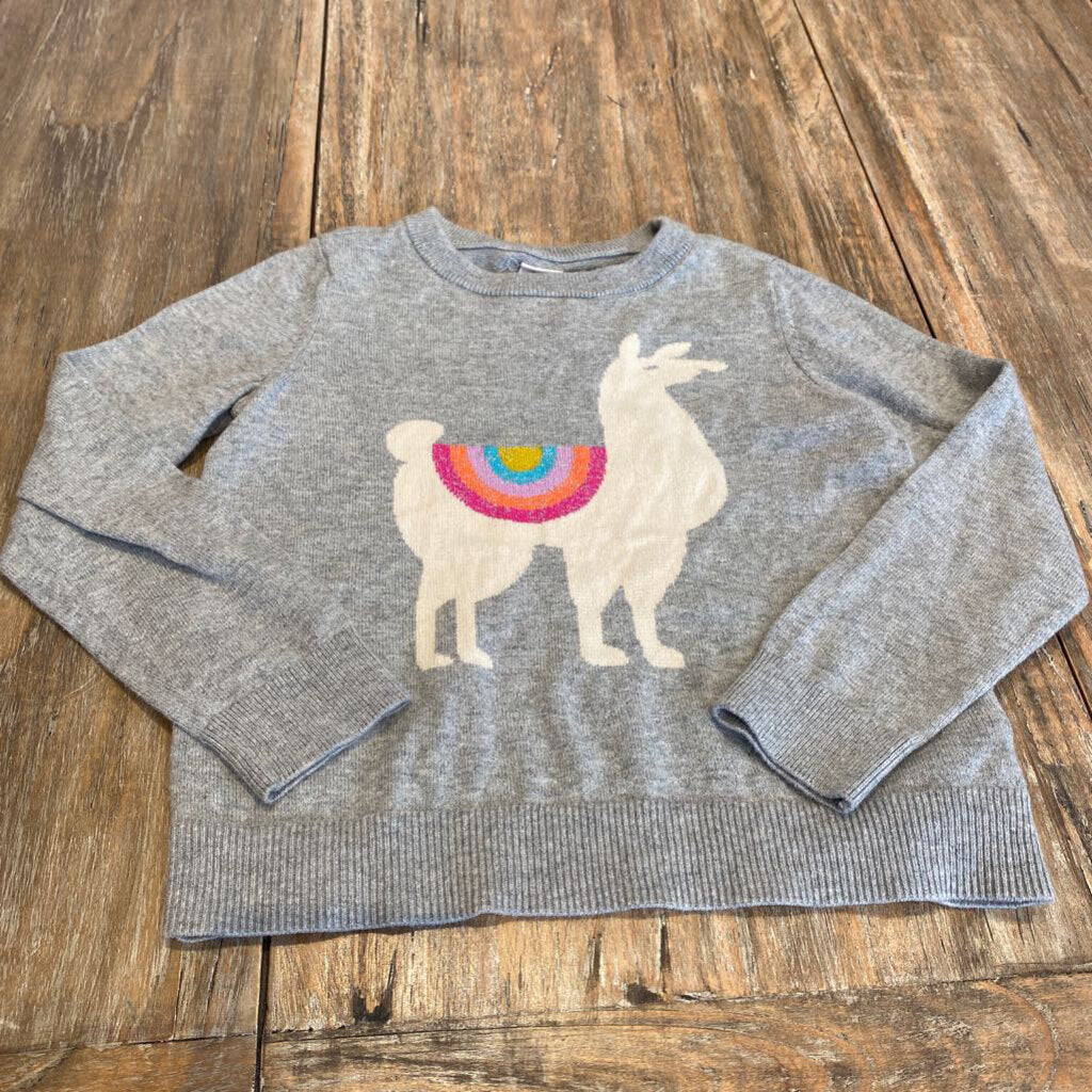Gap grey sweater with rainbow lama 5Y
