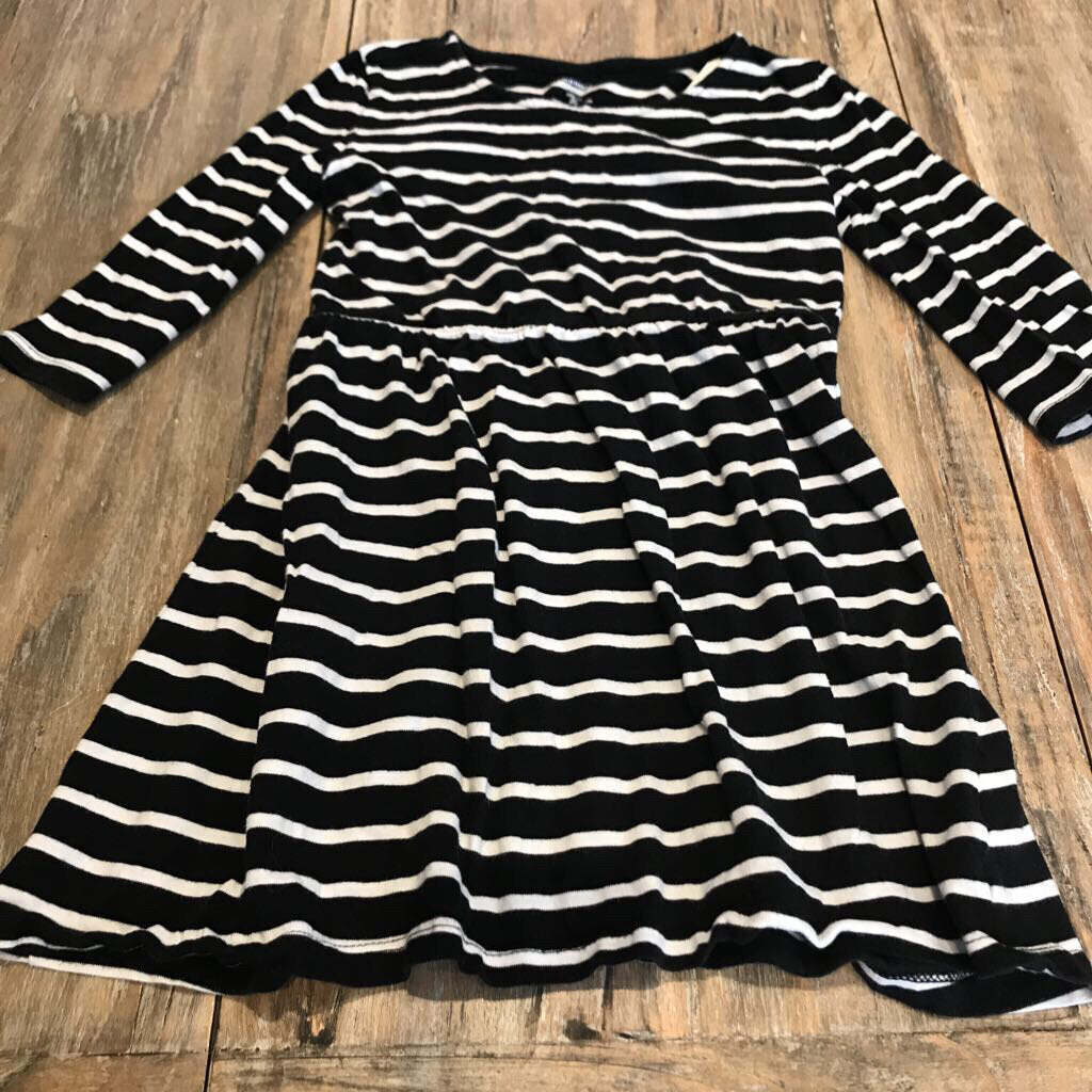 Old Navy Cotton Black/white/stripe LS Dresses 5Y