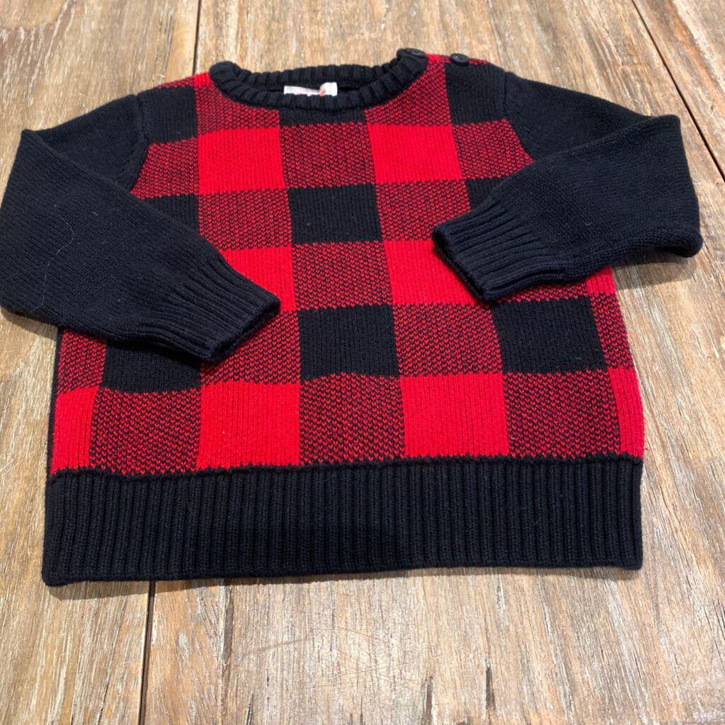 Joe fresh red and black cabin sweater 12-18m