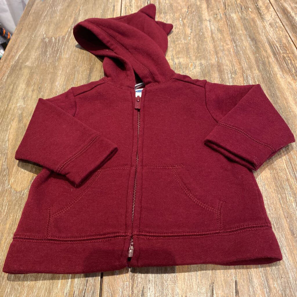 Old Navy maroon zip up sweater soft 3-6m