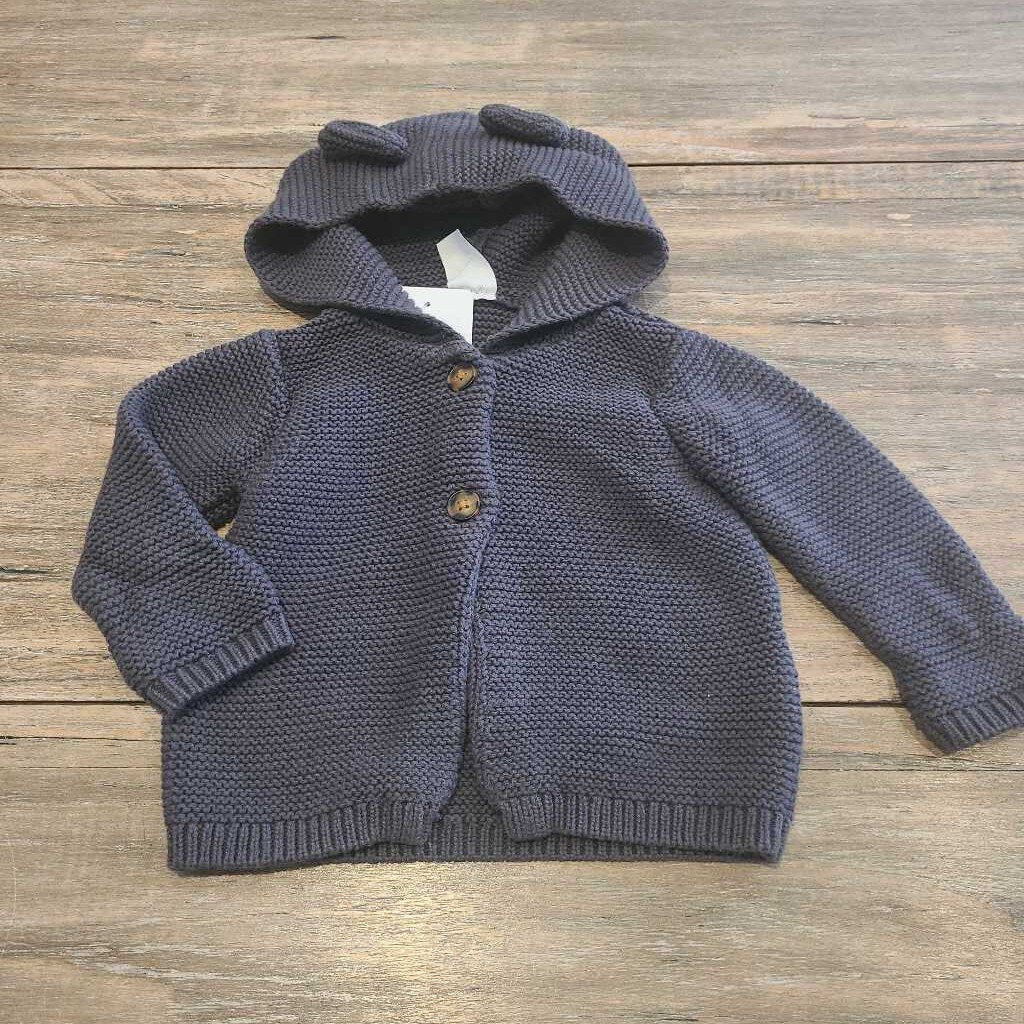 Joe Fresh Grey knit hooded cardigan 3-6m