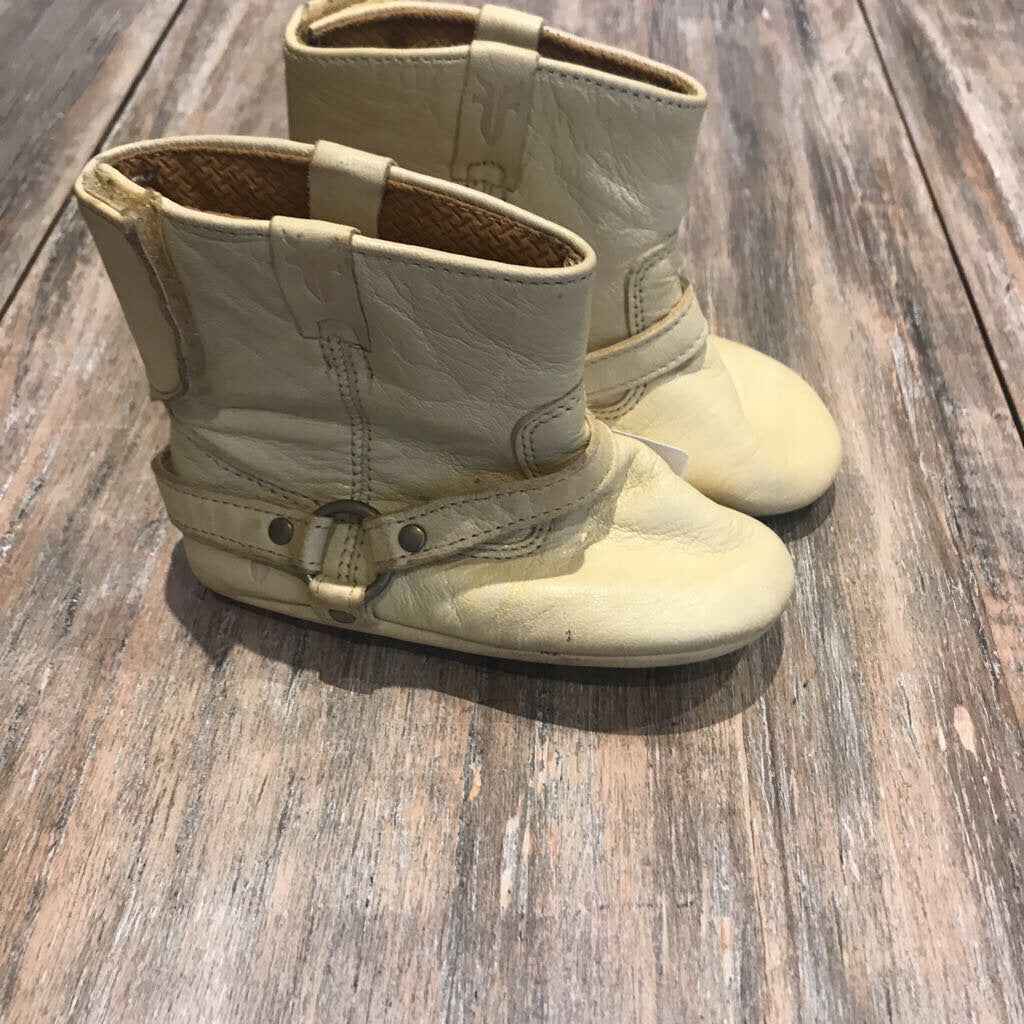 Frye Leather soft yellow harness cowboy booties 4