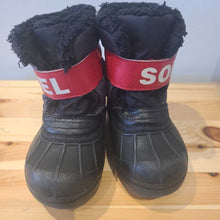 Load image into Gallery viewer, Sorel black/red velcro winter boots 7
