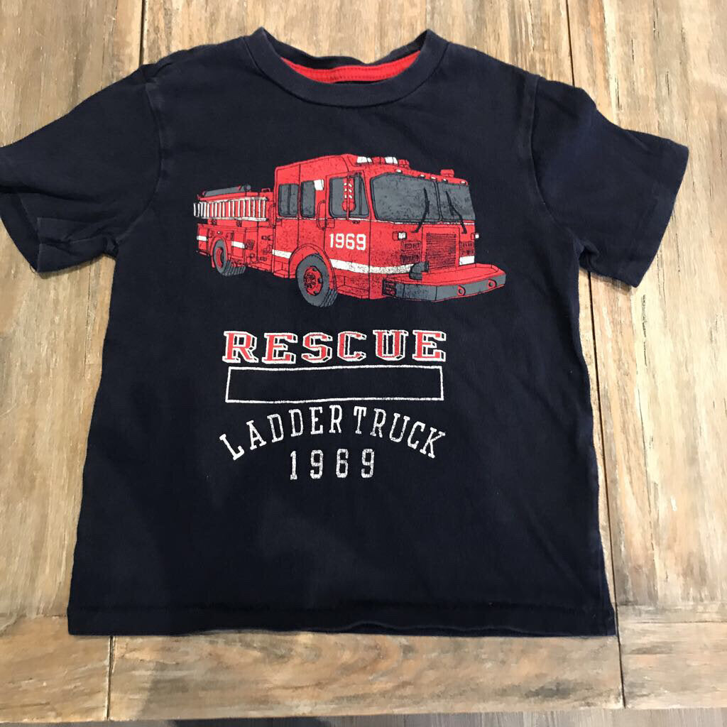 Gap Cotton Blue 'rescue ladder truck 1969' firetruck Tshirt 5Y