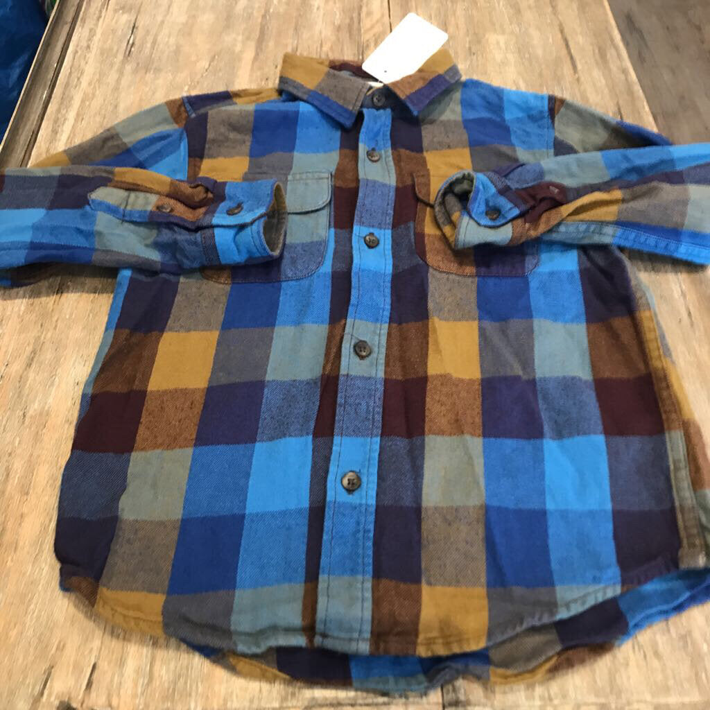 Old Navy Cotton Blue ochre/check LS Buttonup 6-7Y
