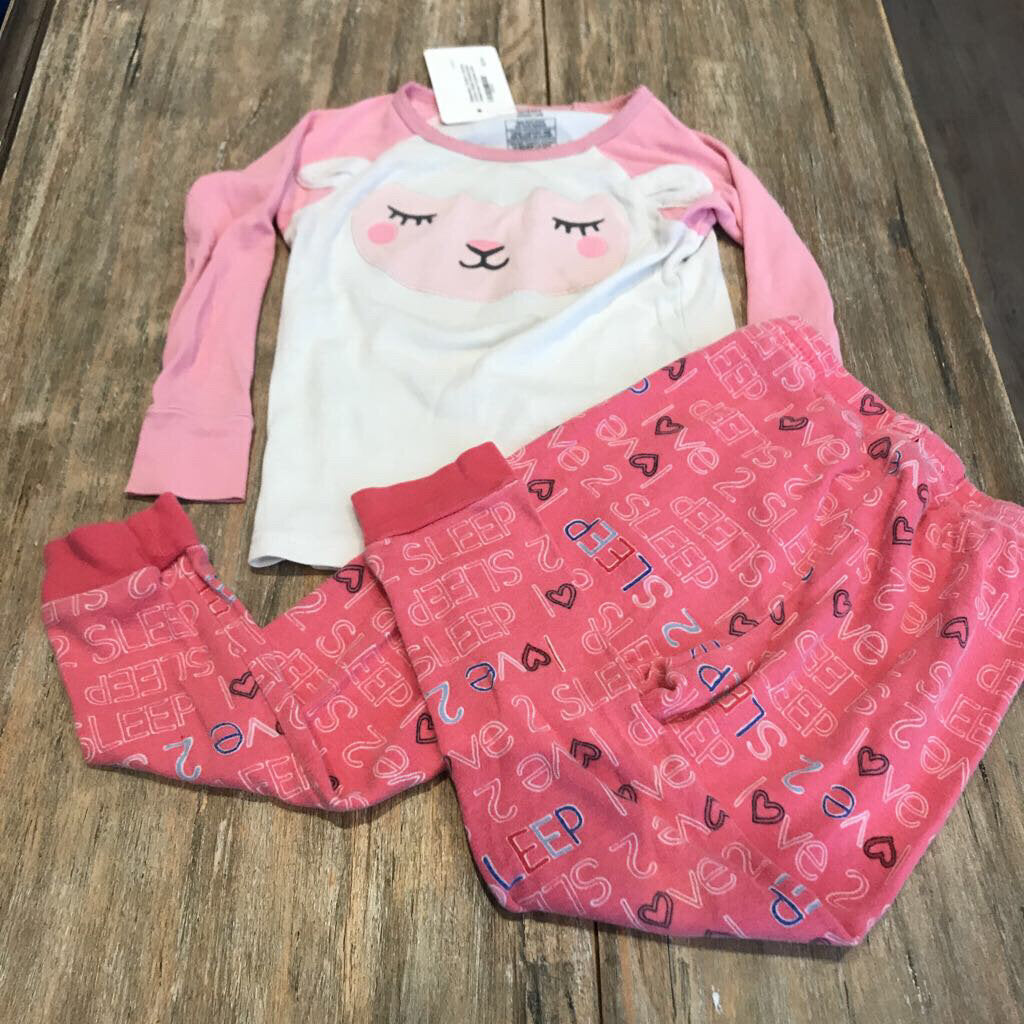 Carters Cotton White Pink/slv/btm sheep/face Pyjamas 24m
