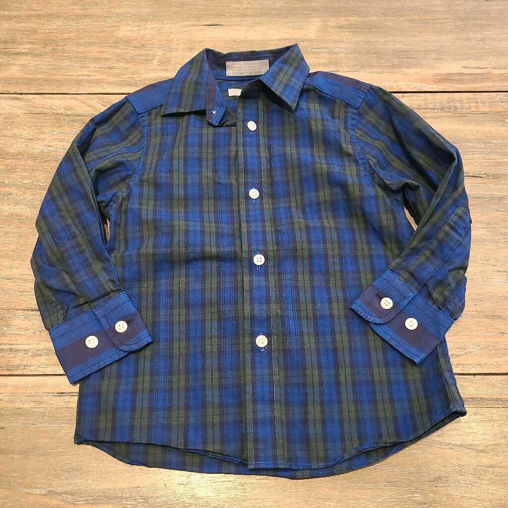 Nordstrom Blue & Green Plaid Button Up 2T