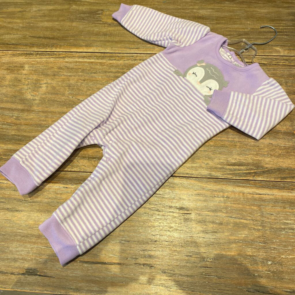 Carters purple and white fleece button up sleeper 6-9m