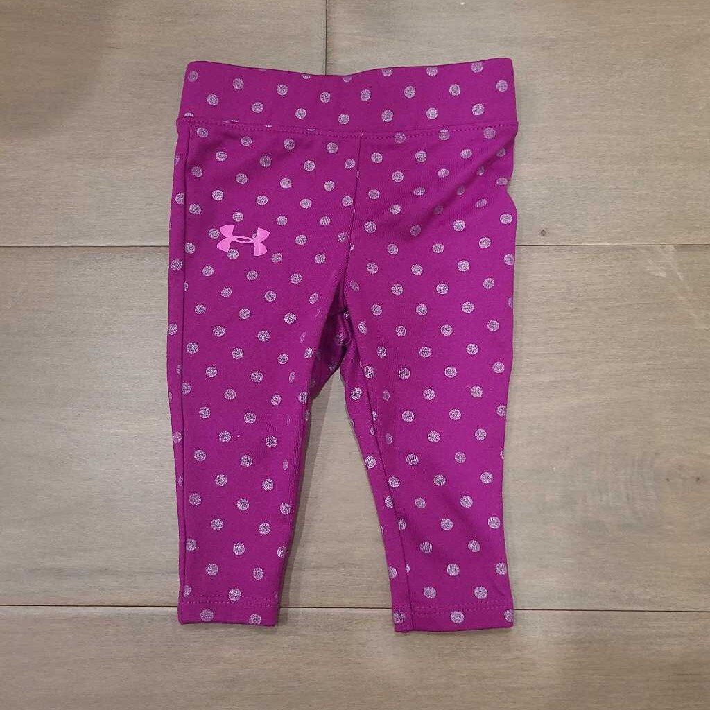 Under Armour Purple with Grey Polka Dot Leggings 3-6m