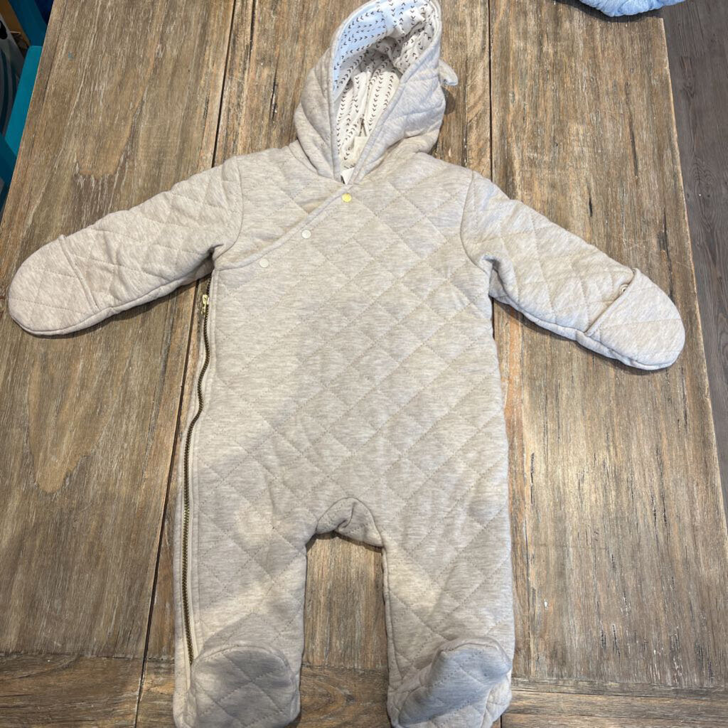 First Wish NWT quilted cotton oatmeal with zipper bunting suit 6-9m