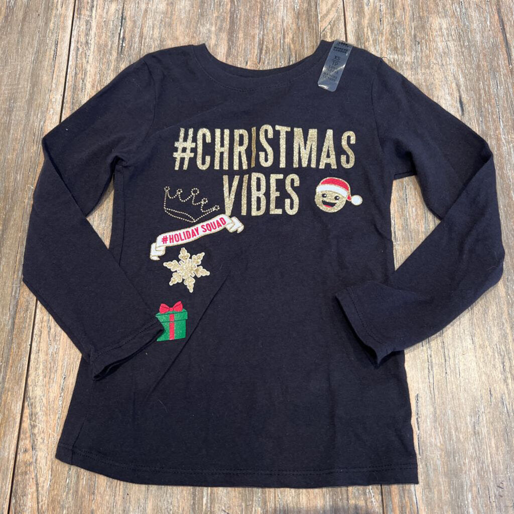 Childrens Place NWT #Christmas Vibes cotton longsleeve 4T