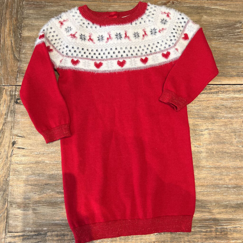 George NWT red /furry white sweater dress 18-24m