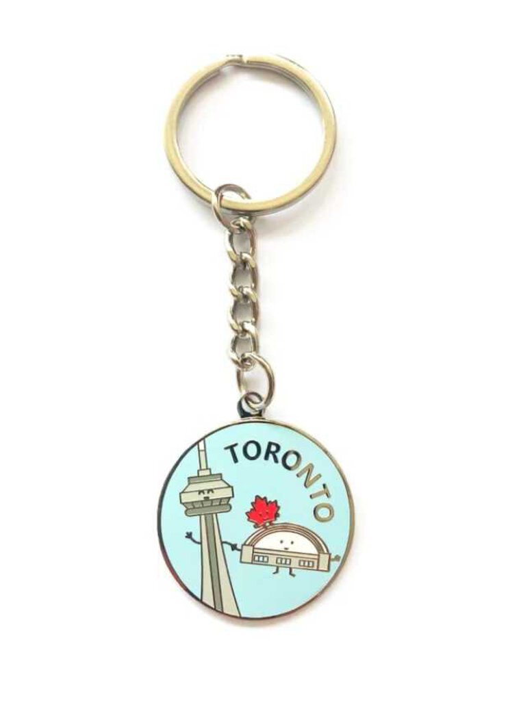 Queenie Toronto round enamel keychain