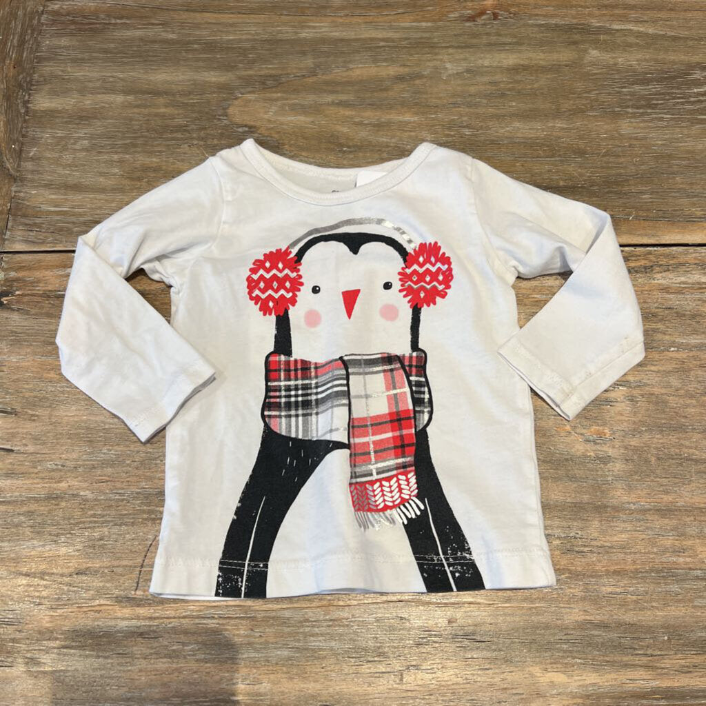 Carters Cotton White penguin AS IS Longsleeve 9m