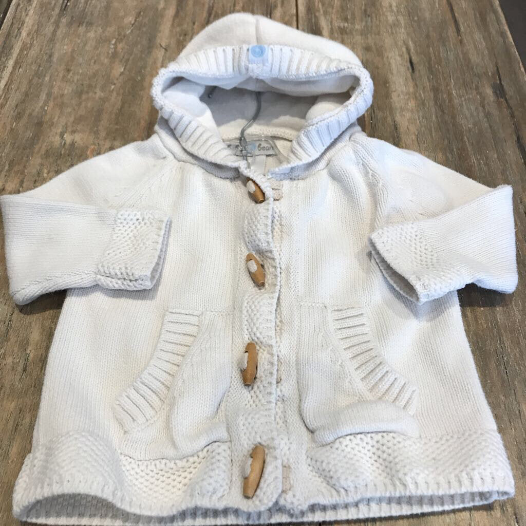 Beba Bean Cotton Knit wd/btn hood Sweater 6-12m