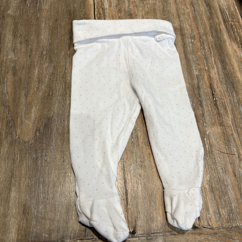 HM Cotton White pnk/dots feet Leggings 6m