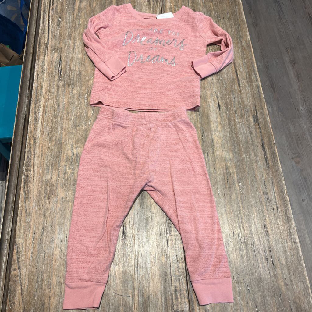 Old Navy 2pc. Cotton Pink 'we are the dreamers of dreams' Pyjamas 18-24m