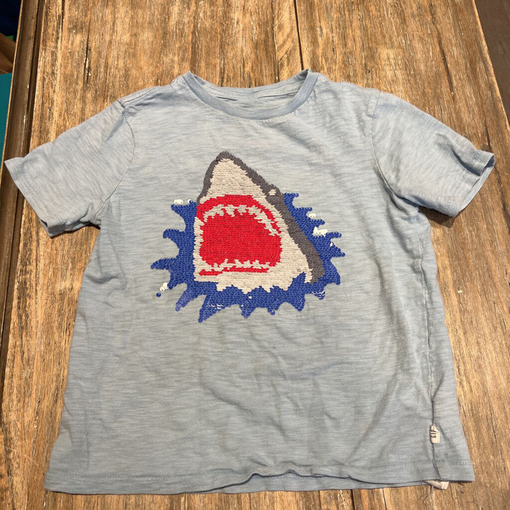 Gap Cotton Blue flip sequin Shark Tshirt 6-7Y