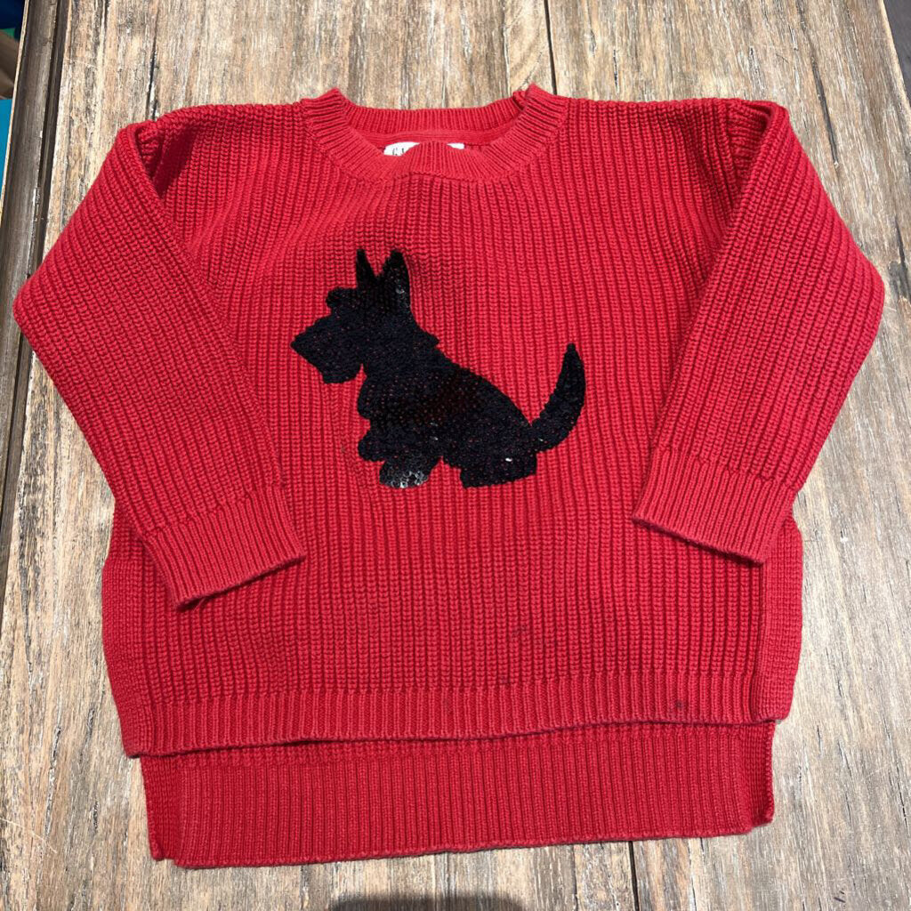 Gap Cotton Red heavy knit sprkl Scottiedog Sweater 4T