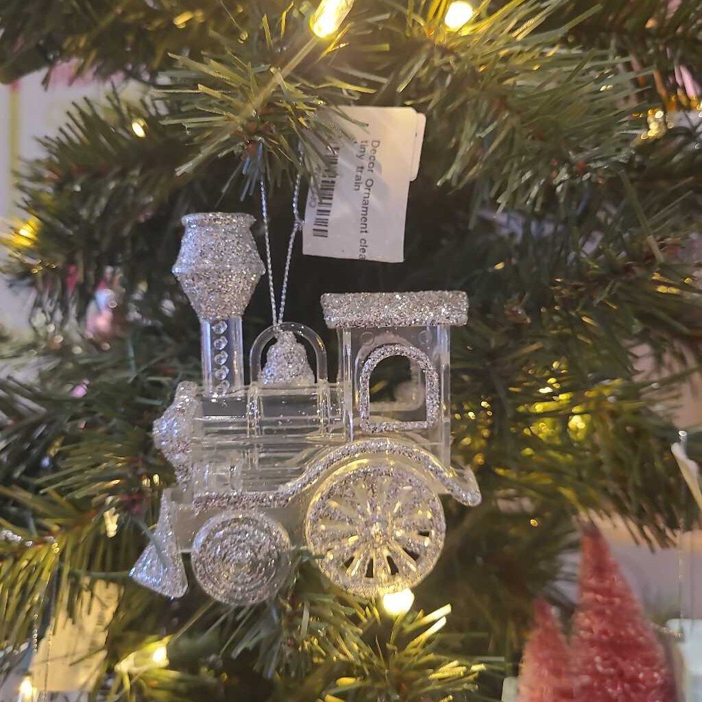 Ornament clear hanging tiny train