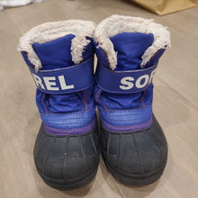 Load image into Gallery viewer, Sorel purple/black velcro winter boots 7
