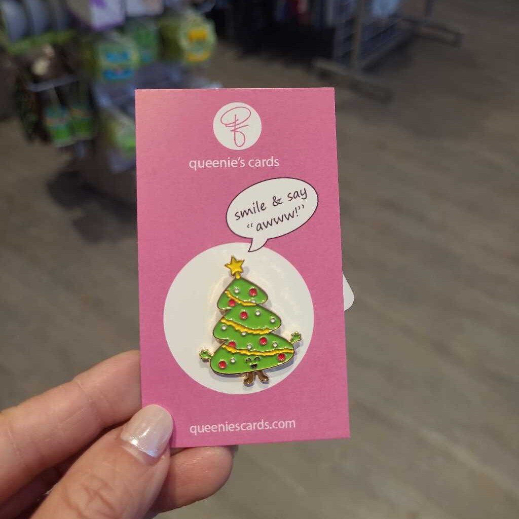 Queenies Cards Christmas Tree pin