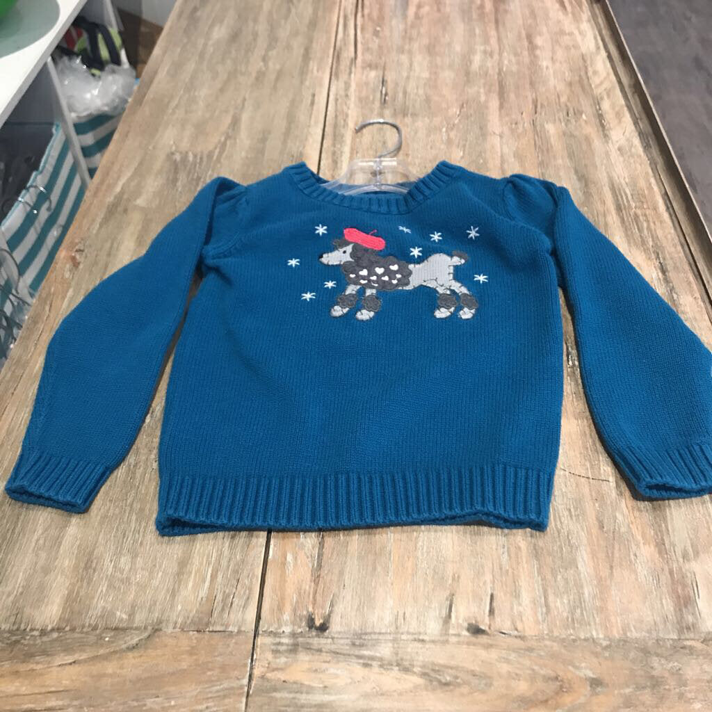 Osh Kosh Cotton Turquoise poodle LS Sweater 4T