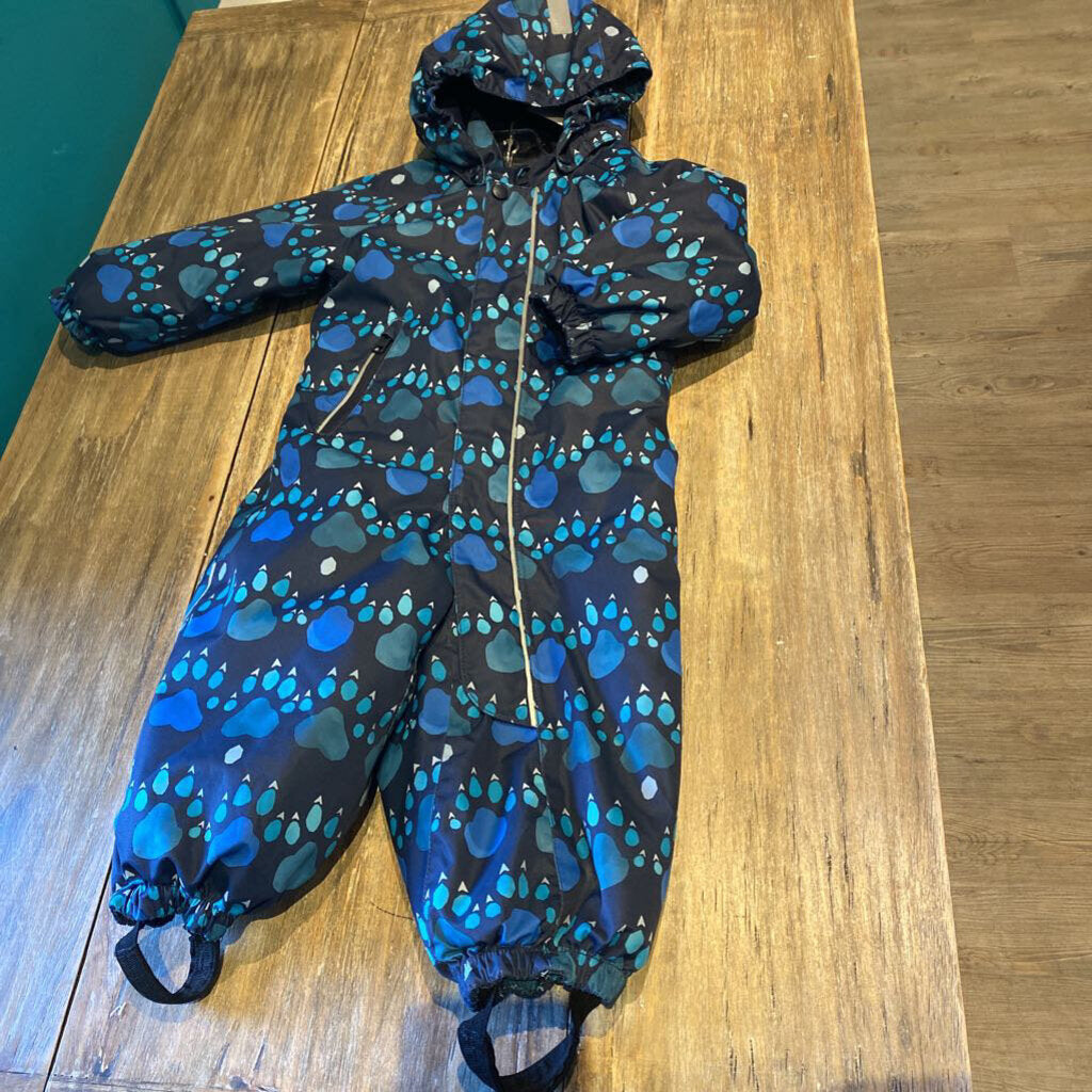 Reima Poly Blue paw/prints hood velcro Zip Snowsuit 18-24m