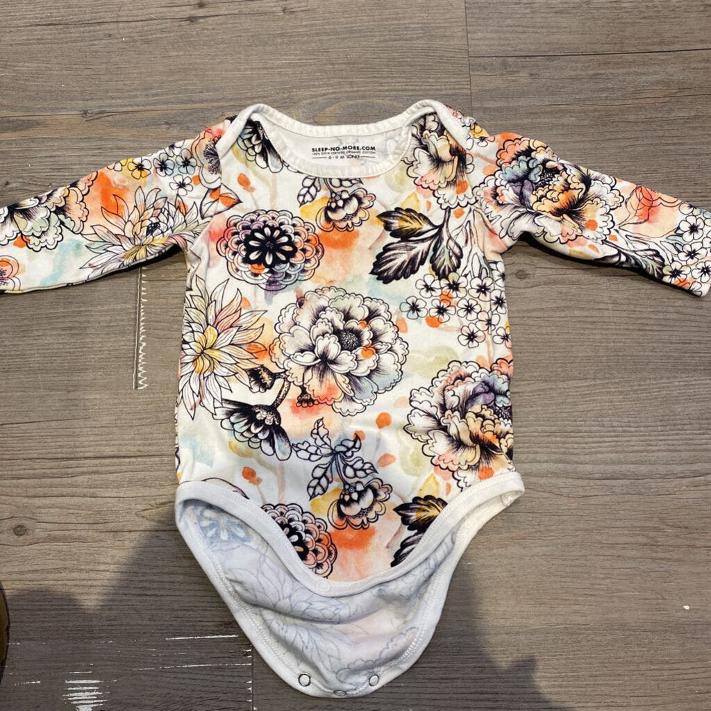 Floral multicolor long sleeve diapershirt 6-9m