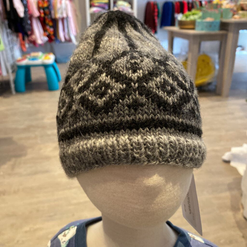 Black and grey knit winter hat 6-12m