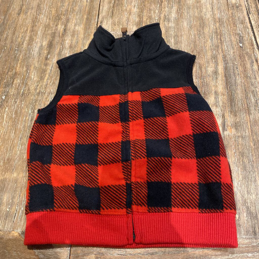 Carters red and black fleece sweater vest 18m