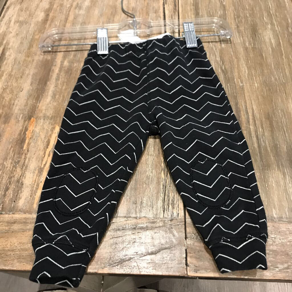 Petit Lem cotton black wht/chevron/stripe Pants 6m