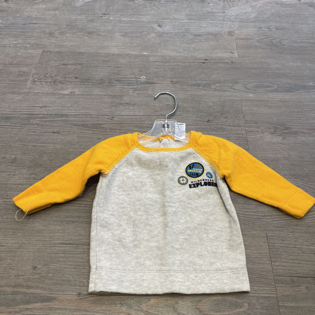 Cotton Grey Yellow sleeve knit Sweater 0-3m
