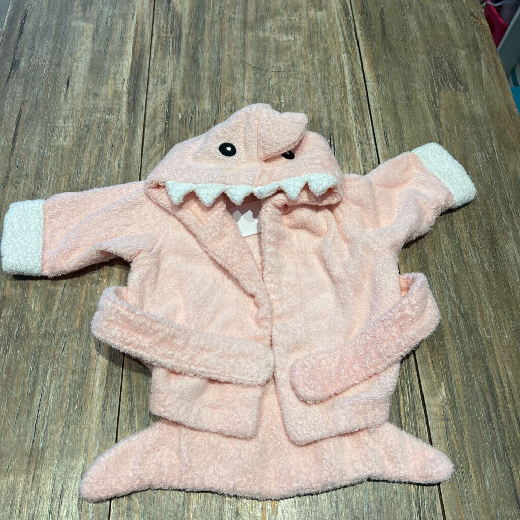 BabyAspen Pink Shark Hooded Towel Robe 0-9m