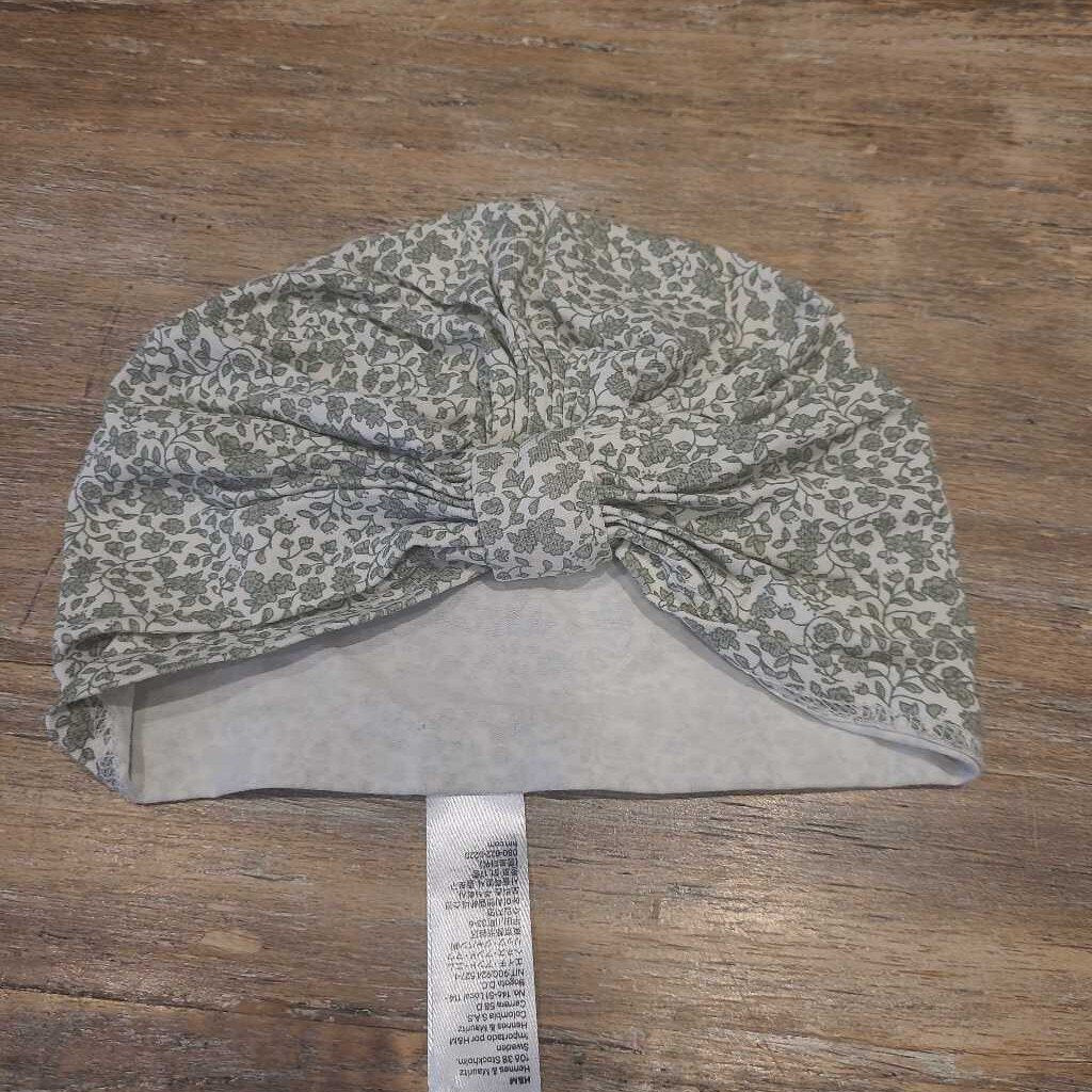 H&M stretch cotton green floral turban 6-12m
