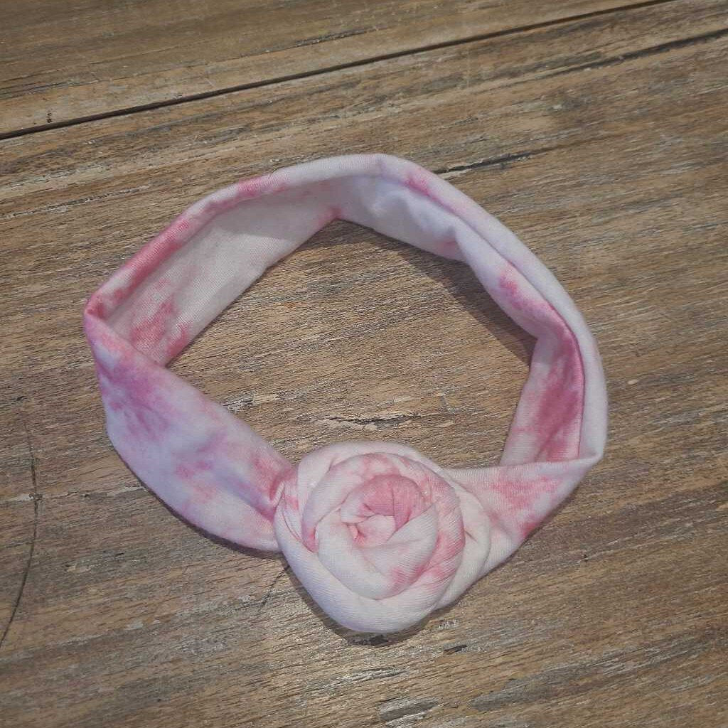 Pink Tie dye rosette stretch cotton headband 6m