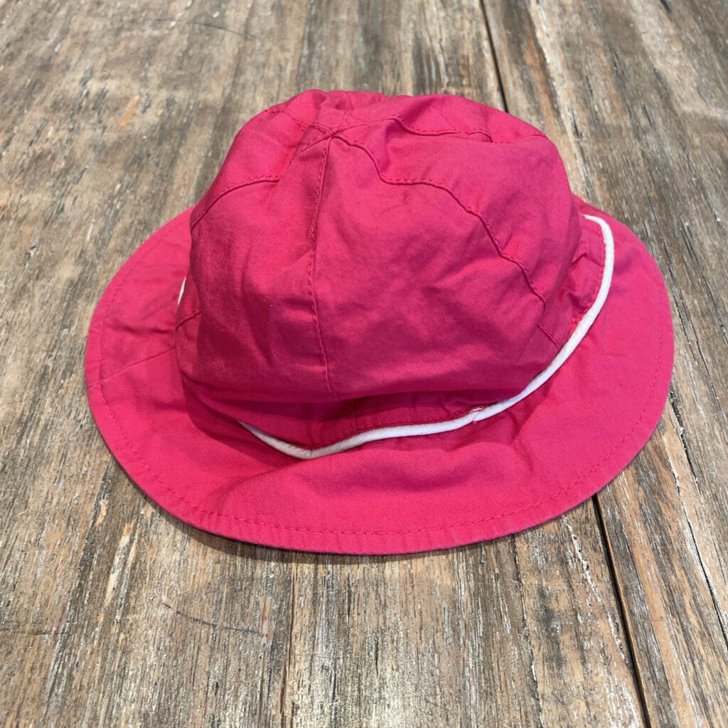 Kiabi Pink wht/piping brimmed sun Hat 18m