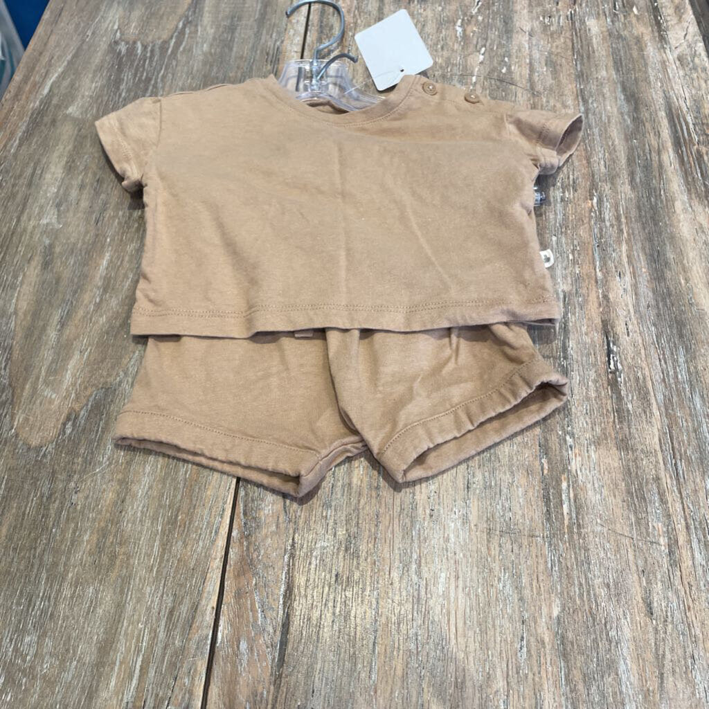 Gap cotton tan SS/Shorts 2piece 3-6m