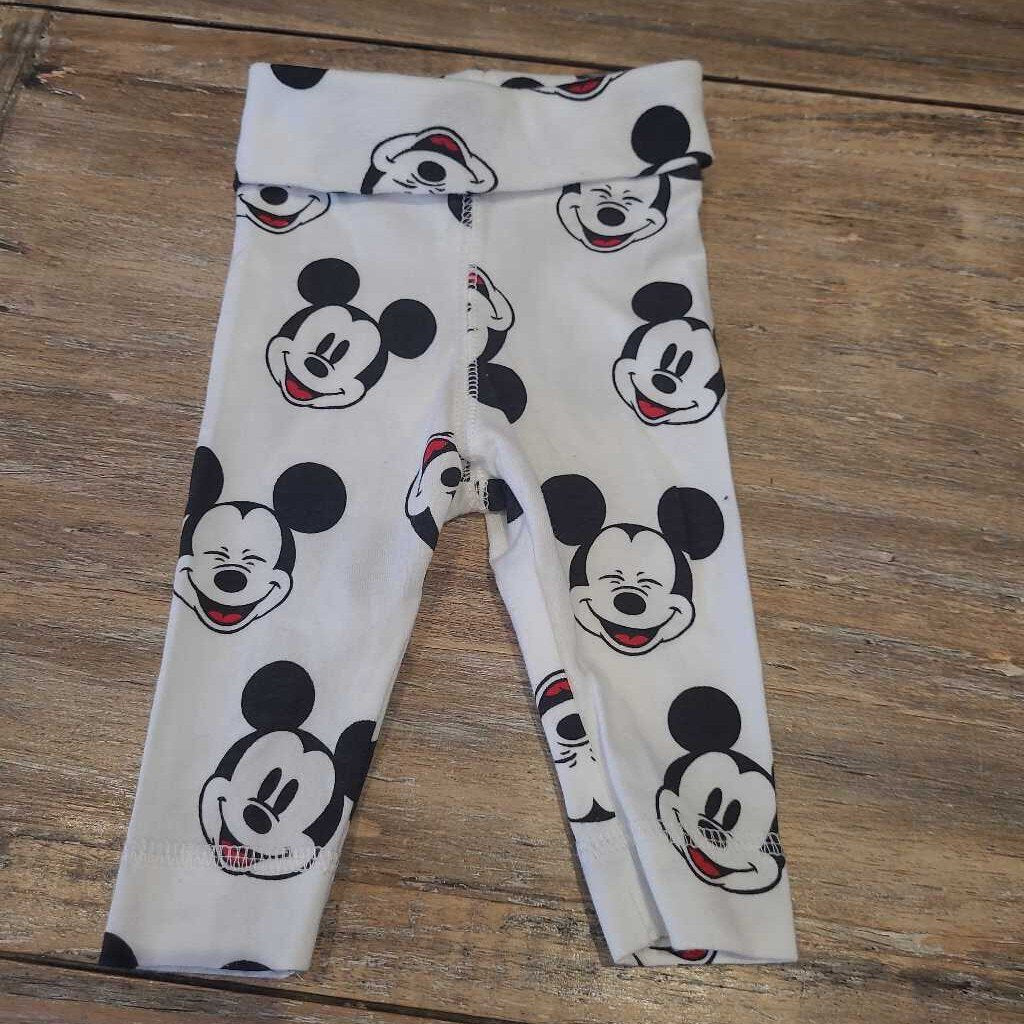 H&M white Mickey fold over waist pants 0-1m