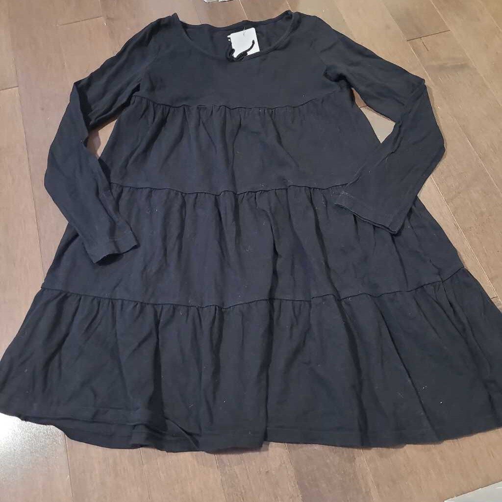 Old Navy black cotton LS dress 10-12Y