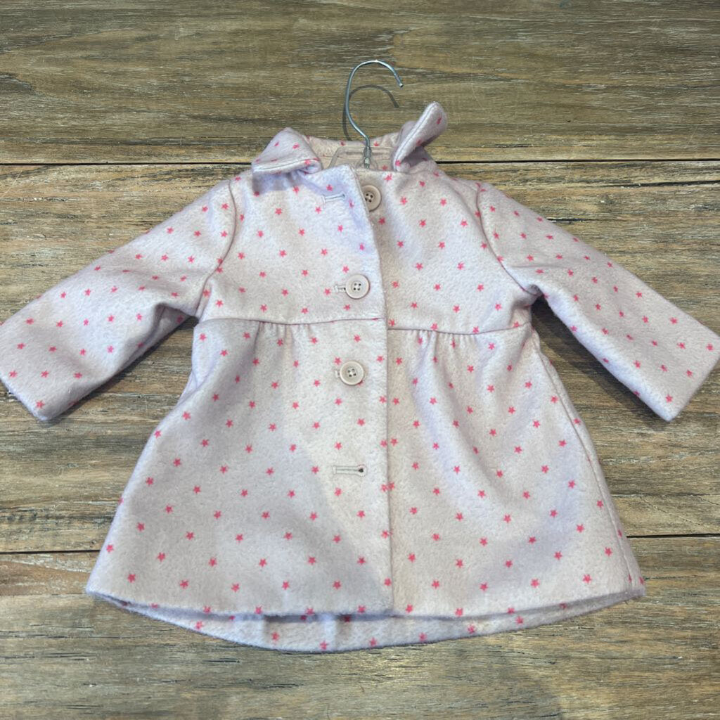 BabyGap Pink Star Printed Button Up Coat 0-6m