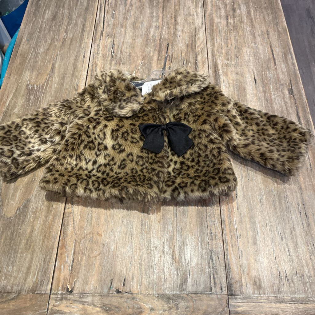 Gymboree Brown furry animal print bow Polyblnd fashion Coat 18-24m