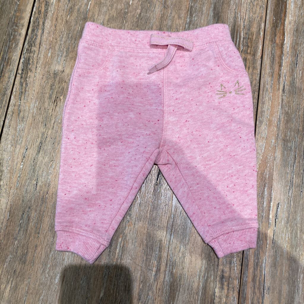 George Pink Speckle Cat Sweatpants 0-3m