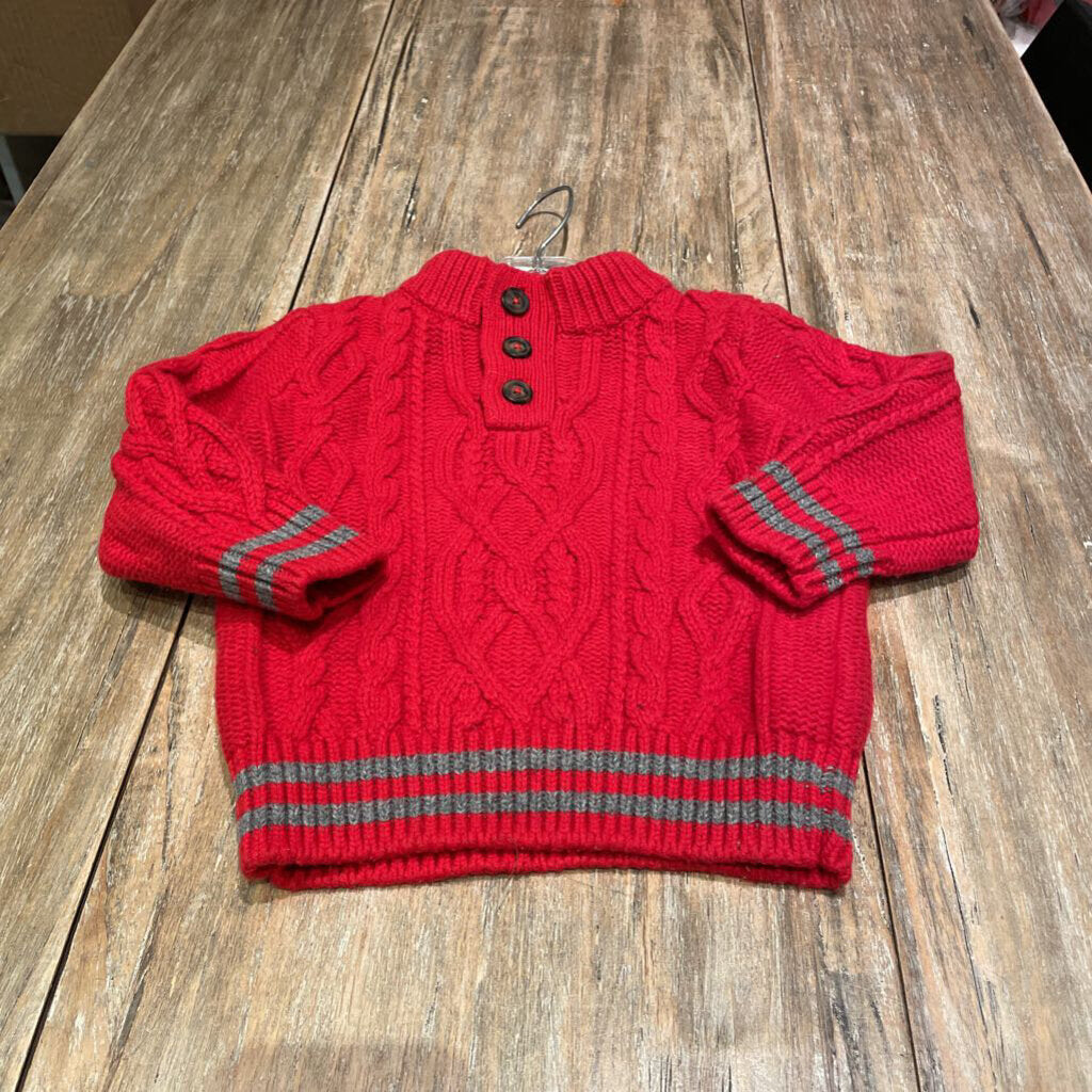 Gap Red chunky knit 3btn Ctnblnd Sweater 18-24m